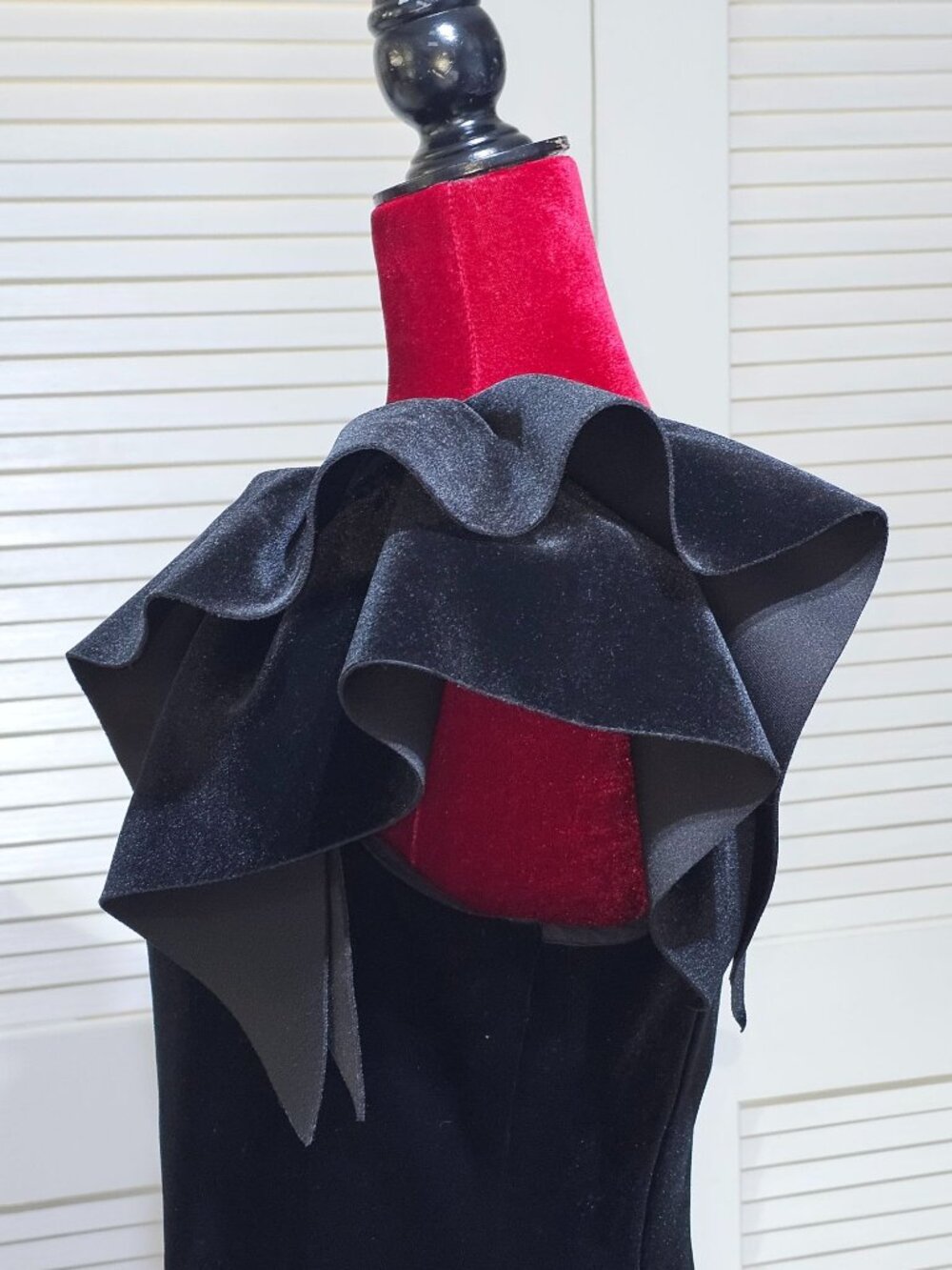 Eliza J Womens Black Velvet One-Shoulder Ruffle Detail Cocktail Dress Sz 10 2810 - Picture 6 of 15